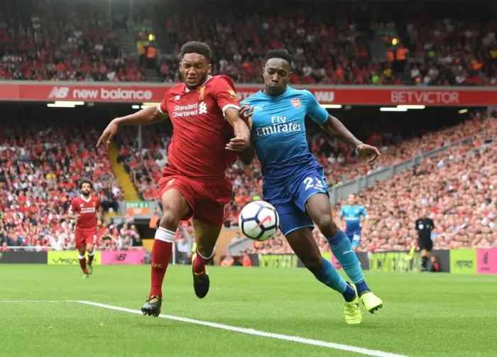 Framed Print : Clash at Anfield: Welbeck vs. Gomez in Premier League Showdown Framed Print : Clash at Anfield: Welbeck vs. Gomez in Premier League Showdown