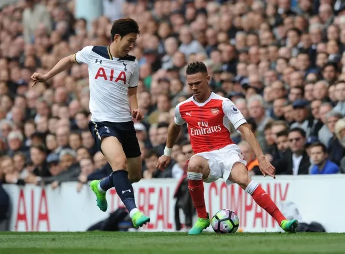 Framed Print : Clash of the Capital Rivals: Kieran Gibbs vs. Heung-Min Son (Tottenham vs. Arsenal, Premier League) Framed Print : Clash of the Capital Rivals: Kieran Gibbs vs. Heung-Min Son (Tottenham vs. Arsenal, Premier League)