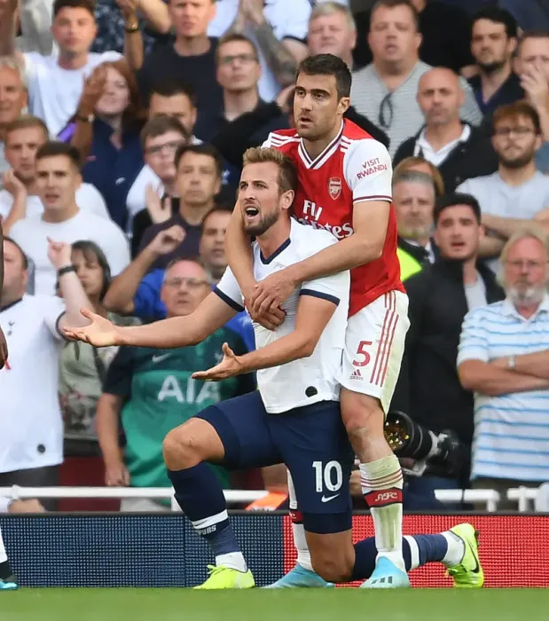Framed Print : Clash of the Capital Rivals: Sokratis vs. Kane - Arsenal vs. Tottenham, Premier League 2019-20 Framed Print : Clash of the Capital Rivals: Sokratis vs. Kane - Arsenal vs. Tottenham, Premier League 2019-20