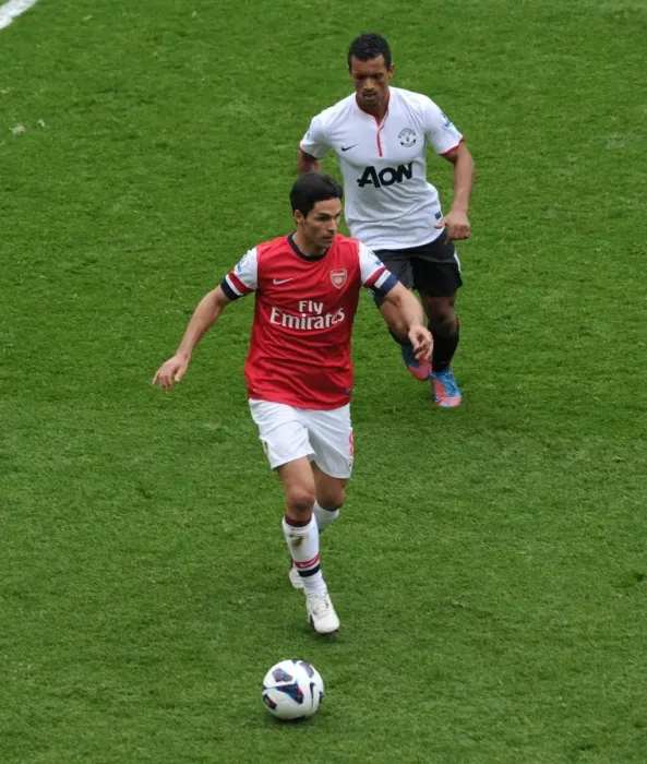 Framed Print : Clash of Champions: Arteta vs. Nani - Arsenal vs. Manchester United, Premier League 2012-13