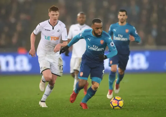 Framed Print : Clash of Champions: Lacazette vs. Clucas - Swansea City vs. Arsenal, Premier League