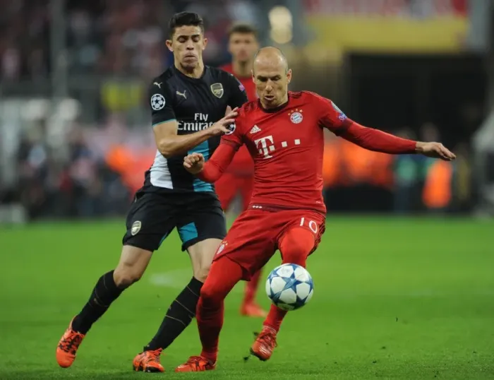 Framed Print : Clash of Champions League Titans: Gabriel vs. Robben