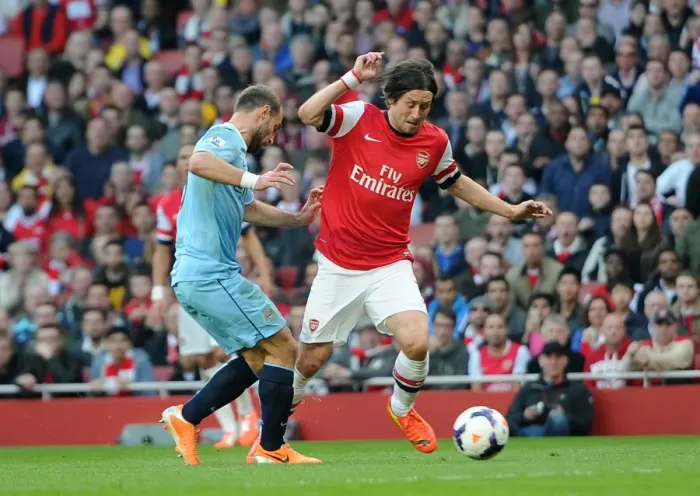 Framed Print : Clash of Champions: Rosicky vs. Zabaleta - Arsenal vs. Manchester City, Premier League Framed Print : Clash of Champions: Rosicky vs. Zabaleta - Arsenal vs. Manchester City, Premier League