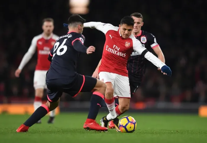 Framed Print : Clash of Champions: Sanchez vs. Schindler, Arsenal vs. Huddersfield (2017-18)