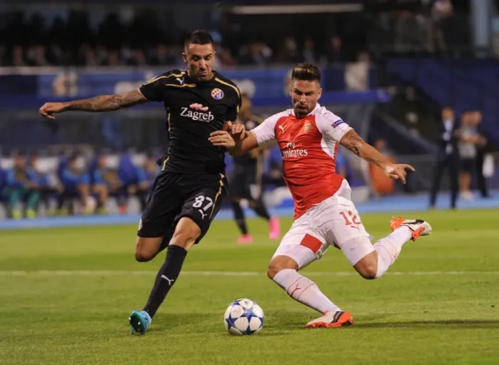 Framed Print : Clash in Croatia: Giroud vs. Taravel - Dinamo Zagreb vs. Arsenal, UEFA Champions League Framed Print : Clash in Croatia: Giroud vs. Taravel - Dinamo Zagreb vs. Arsenal, UEFA Champions League
