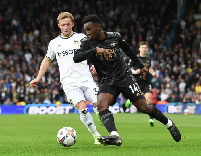 Framed Print : Clash at Elland Road: Nketiah vs. Gelhardt - Leeds United vs. Arsenal FC, Premier League 2022-23 Framed Print : Clash at Elland Road: Nketiah vs. Gelhardt - Leeds United vs. Arsenal FC, Premier League 2022-23