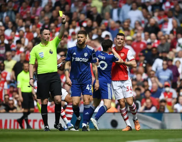 Framed Print : Clash at the Emirates: Arsenal vs Leeds United - Granit Xhaka vs Mateusz Framed Print : Clash at the Emirates: Arsenal vs Leeds United - Granit Xhaka vs Mateusz