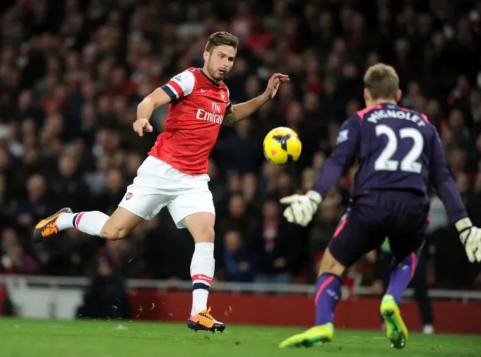 Framed Print : Clash at the Emirates: Giroud vs. Mignolet - Arsenal vs. Liverpool, Premier League 2013-14 Framed Print : Clash at the Emirates: Giroud vs. Mignolet - Arsenal vs. Liverpool, Premier League 2013-14