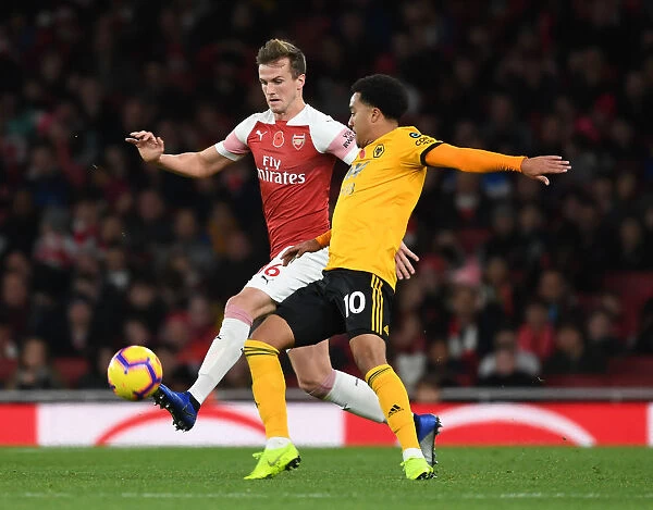 Clash at the Emirates: Rob Holding vs. Helder Costa, Arsenal vs. Wolverhampton Wanderers, Premier League 2018-19