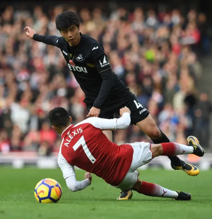 Framed Print : Clash at the Emirates: Sanchez vs. Ki Sung-Yeung, Arsenal vs. Swansea City, Premier League