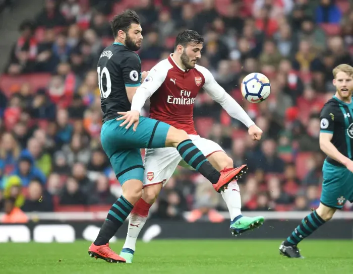 Framed Print : Clash at the Emirates: Sead Kolasinac vs. Charlie Austin Framed Print : Clash at the Emirates: Sead Kolasinac vs. Charlie Austin