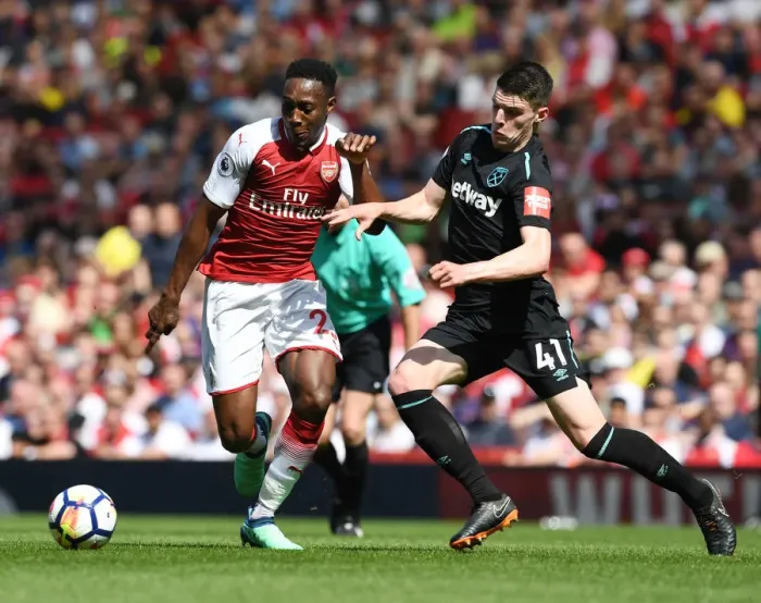 Framed Print : Clash at the Emirates: Welbeck vs. Rice in Arsenal's Battle against West Ham Framed Print : Clash at the Emirates: Welbeck vs. Rice in Arsenal's Battle against West Ham