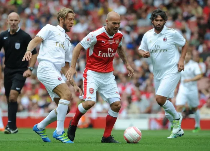 Framed Print : Clash of Football Legends: Arsenal vs. AC Milan