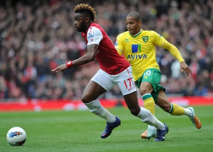 Framed Print : Clash of Forces: Alex Song vs. Simon Jackson - Arsenal vs. Norwich City, Premier League, 2012 Framed Print : Clash of Forces: Alex Song vs. Simon Jackson - Arsenal vs. Norwich City, Premier League, 2012