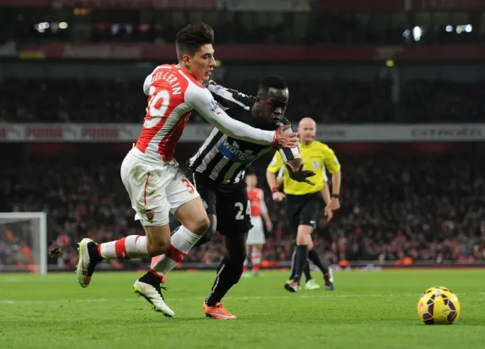 Framed Print : Clash of Forces: Bellerin vs. Tiote - Arsenal vs. Newcastle United, Premier League, 2014 Framed Print : Clash of Forces: Bellerin vs. Tiote - Arsenal vs. Newcastle United, Premier League, 2014