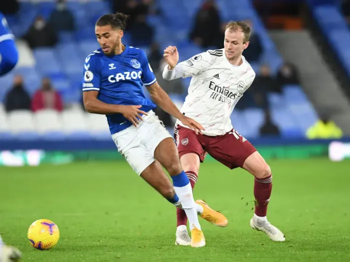 Framed Print : Clash at Goodison Park: Holding vs Calvert-Lewin in the Premier League Battle between Everton and Arsenal Framed Print : Clash at Goodison Park: Holding vs Calvert-Lewin in the Premier League Battle between Everton and Arsenal