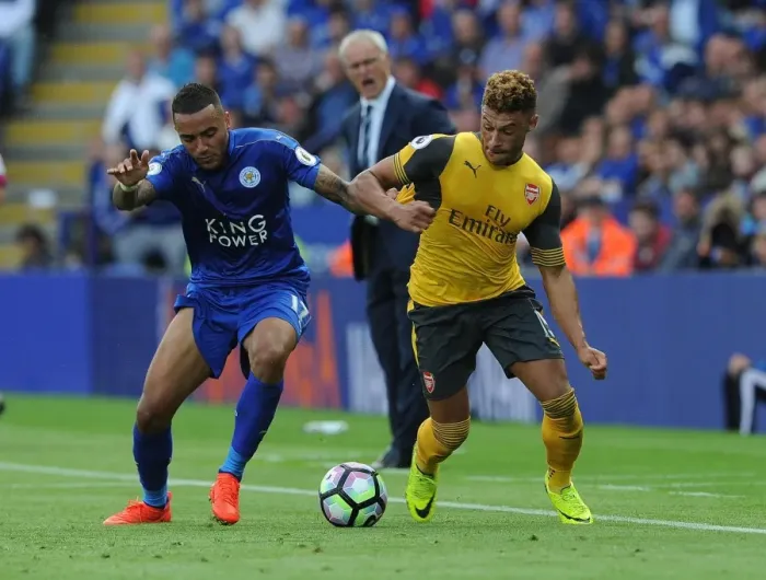 Framed Print : Clash at The King Power: Oxlade-Chamberlain vs. Simpson Framed Print : Clash at The King Power: Oxlade-Chamberlain vs. Simpson