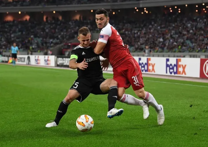 Framed Print : Clash of Kolasinac and Medvedev: Qarabag vs Arsenal, UEFA Europa League, Group E Framed Print : Clash of Kolasinac and Medvedev: Qarabag vs Arsenal, UEFA Europa League, Group E