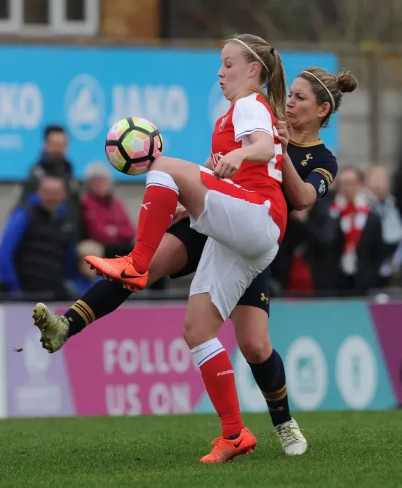 Framed Print : Clash of Ladies: Arsenal's Beth Mead vs. Tottenham's Jenna Schillachi in FA Cup Showdown