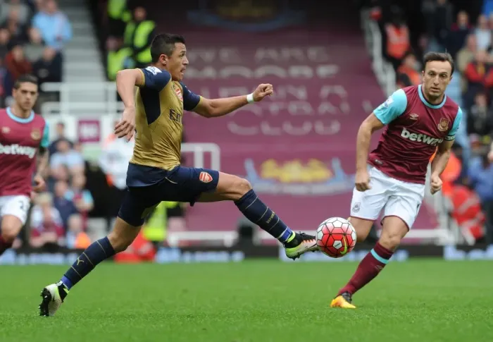 Framed Print : Clash of Leaders: Alexis Sanchez vs. Mark Noble in Premier League Showdown Framed Print : Clash of Leaders: Alexis Sanchez vs. Mark Noble in Premier League Showdown