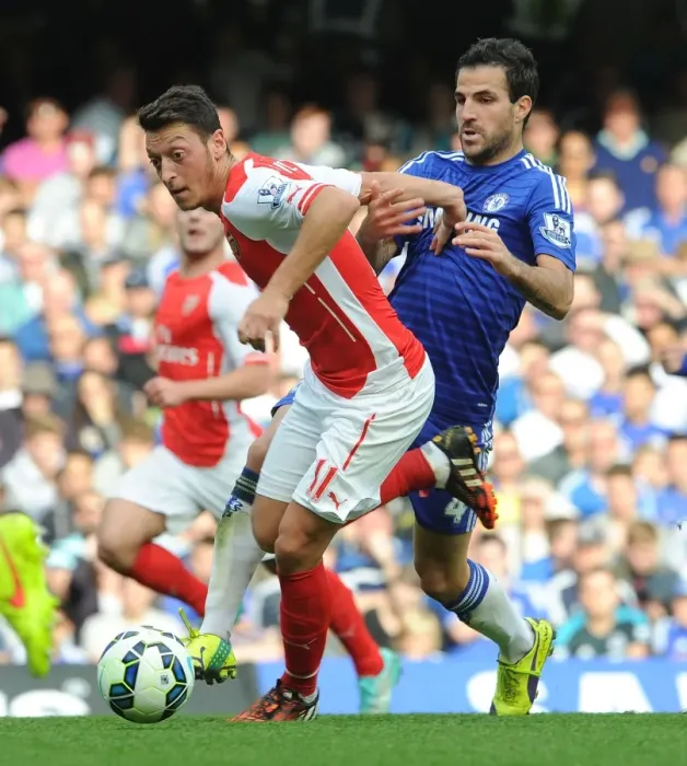 Framed Print : Clash of the Legends: Ozil vs. Fabregas - Chelsea vs. Arsenal, Premier League 2014-15