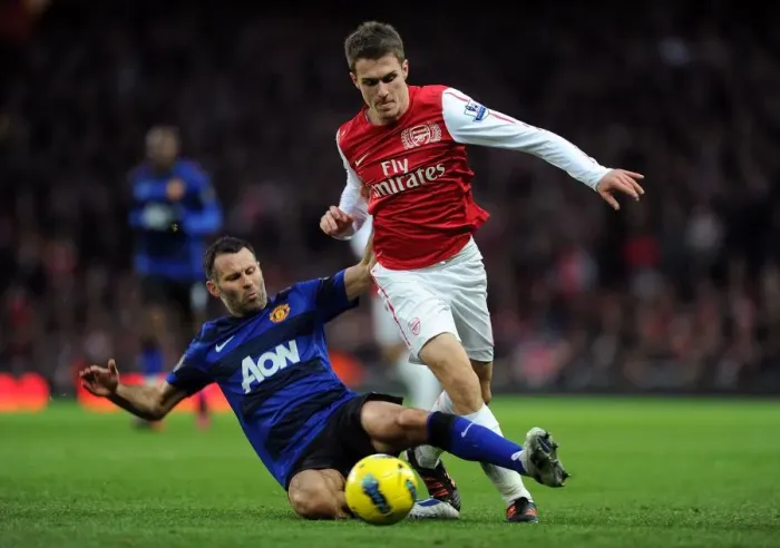 Framed Print : Clash of Legends: Ramsey vs. Giggs - Arsenal vs. Manchester United, Premier League, 2012