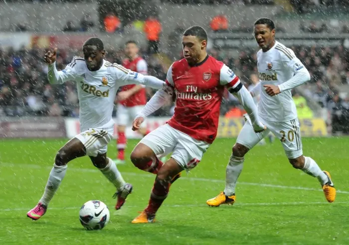 Framed Print : Clash at Liberty: Oxlade-Chamberlain vs. Dyer and De Guzman