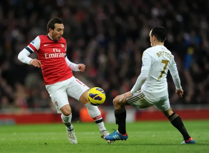 Framed Print : Clash of Midfield Maestros: Cazorla vs. Britton (Arsenal vs. Swansea, 2012-13)