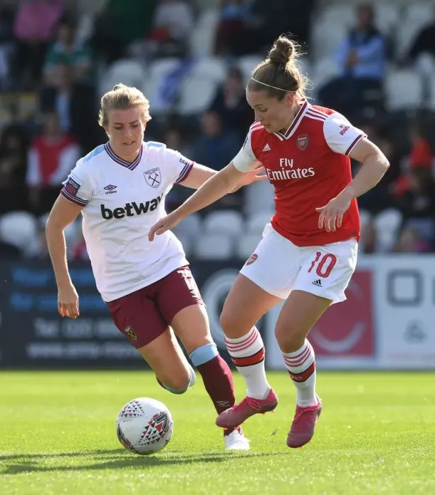 Framed Print : Clash of the Midfield Maestros: Kim Little vs. Kate Longhurst - Arsenal Women vs. West Ham United WSL Showdown Framed Print : Clash of the Midfield Maestros: Kim Little vs. Kate Longhurst - Arsenal Women vs. West Ham United WSL Showdown