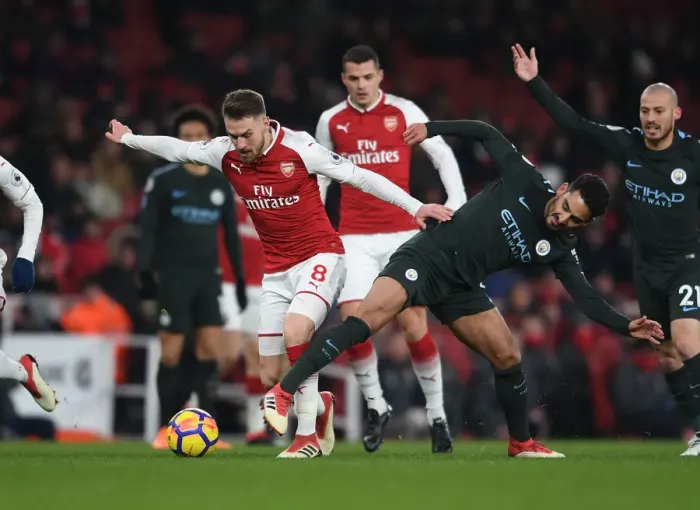 Framed Print : Clash of Midfield Maestros: Ramsey vs. Gundogan - Arsenal vs. Manchester City, Premier League Framed Print : Clash of Midfield Maestros: Ramsey vs. Gundogan - Arsenal vs. Manchester City, Premier League