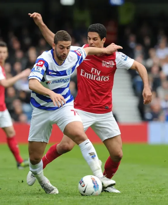 Framed Print : Clash of Midfield Maestros: Taarabt vs. Arteta (QPR vs. Arsenal, 2011-12)