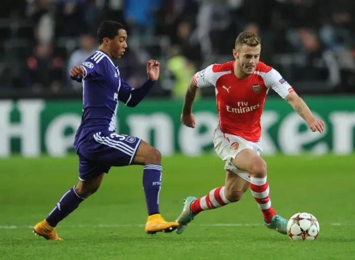 Framed Print : Clash of Midfield Maestros: Wilshere vs. Tielemans (Arsenal vs. Anderlecht, Champions League, 2014)