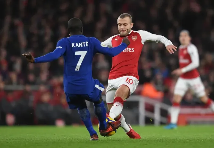 Framed Print : Clash of Midfield Maestros: Wilshere vs. Kante - Arsenal v Chelsea, Premier League Framed Print : Clash of Midfield Maestros: Wilshere vs. Kante - Arsenal v Chelsea, Premier League