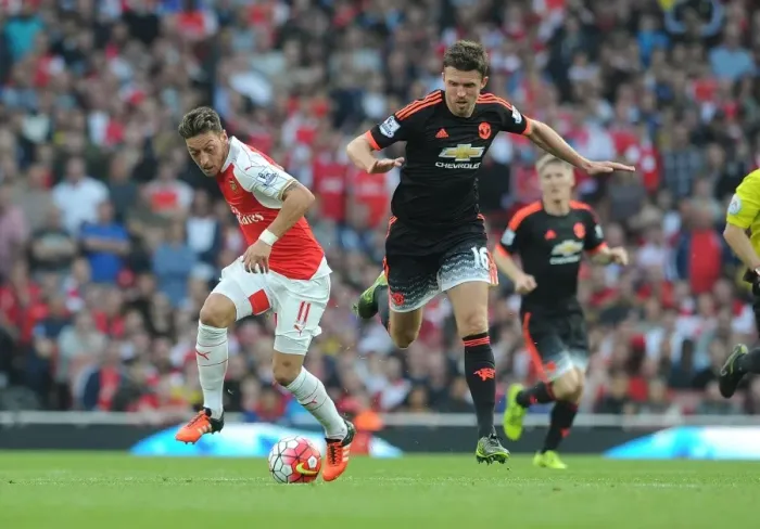 Framed Print : Clash of Midfield Masters: Ozil vs. Carrick (Arsenal vs. Manchester United, 2015 / 16) Framed Print : Clash of Midfield Masters: Ozil vs. Carrick (Arsenal vs. Manchester United, 2015 / 16)