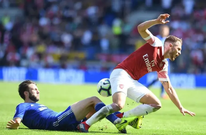 Framed Print : Clash of the Midfield: Ramsey vs. Arter in Cardiff Derby, Premier League 2018-19