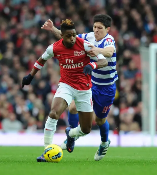 Framed Print : Clash of Midfield Titans: Alex Song vs. Alejandro Faurlin, Arsenal vs. Queens Park Rangers, Premier League, December 2011 Framed Print : Clash of Midfield Titans: Alex Song vs. Alejandro Faurlin, Arsenal vs. Queens Park Rangers, Premier League, December 2011