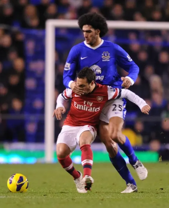 Framed Print : Clash of Midfield Titans: Cazorla vs. Fellaini (Arsenal vs. Everton, 2012-13)