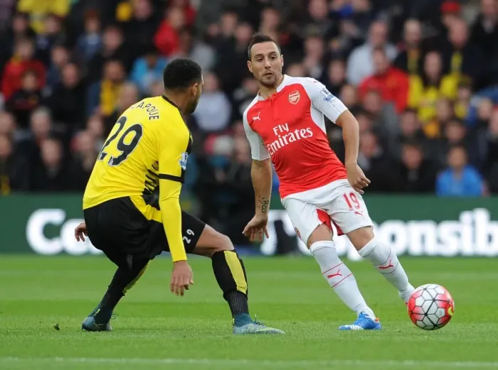 Framed Print : Clash of Midfield Titans: Cazorla vs Capoue in Premier League Battle