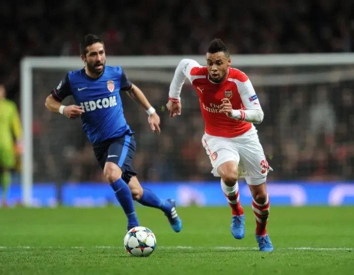 Framed Print : Clash of Midfield Titans: Coquelin vs. Moutinho - Arsenal v AS Monaco, UEFA Champions League Framed Print : Clash of Midfield Titans: Coquelin vs. Moutinho - Arsenal v AS Monaco, UEFA Champions League