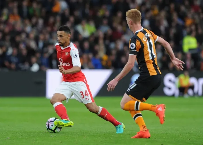 Framed Print : Clash of Midfield Titans: Coquelin vs. Clucas, Hull City vs. Arsenal, Premier League 2016-17 Framed Print : Clash of Midfield Titans: Coquelin vs. Clucas, Hull City vs. Arsenal, Premier League 2016-17