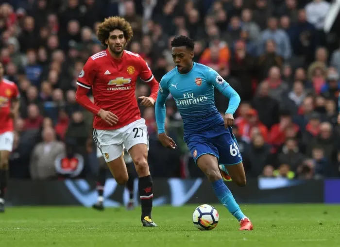 Framed Print : Clash of Midfield Titans: Fellaini vs. Willock - Manchester United vs. Arsenal, Premier League 2017-18 Framed Print : Clash of Midfield Titans: Fellaini vs. Willock - Manchester United vs. Arsenal, Premier League 2017-18