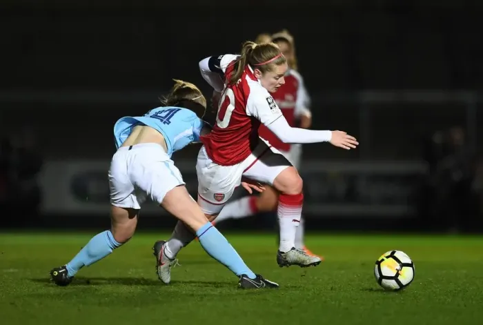 Framed Print : Clash of the Midfield Titans: Kim Little vs. Keira Walsh, Arsenal Women vs. Manchester City Ladies - Continental Cup Final