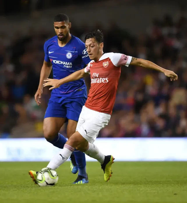 Framed Print : Clash of Midfield Titans: Ozil vs. Loftus-Cheek - Arsenal vs. Chelsea Pre-Season Showdown (Dublin, 2018)