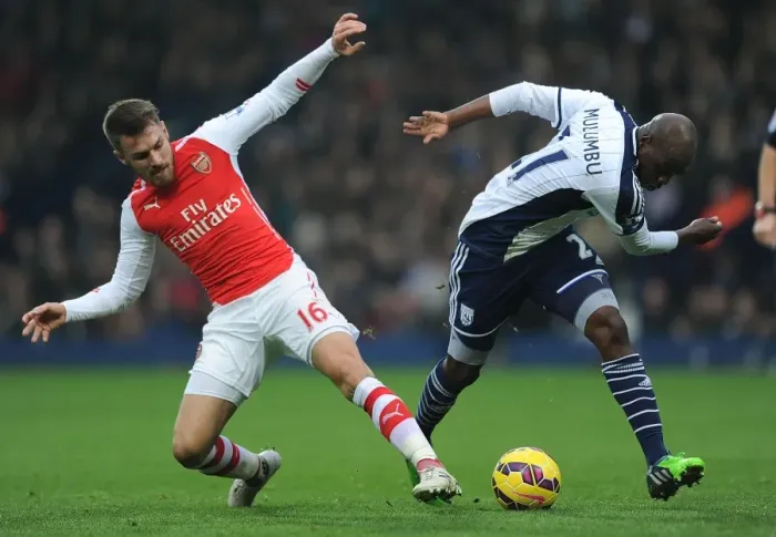 Framed Print : Clash of the Midfield Titans: Ramsey vs. Mulumbu - Football Intensity