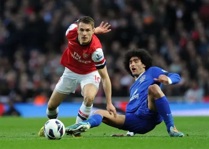 Framed Print : Clash of Midfield Titans: Ramsey vs. Fellaini (Arsenal v Everton, Premier League) Framed Print : Clash of Midfield Titans: Ramsey vs. Fellaini (Arsenal v Everton, Premier League)
