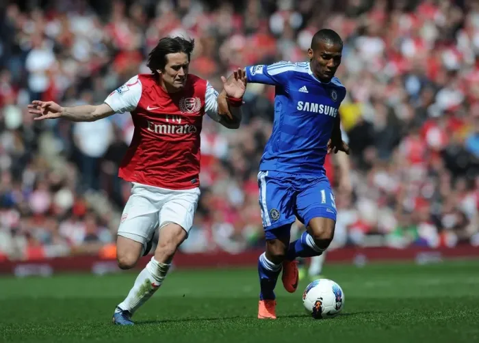 Framed Print : Clash of the Midfield Titans: Rosicky vs. Malouda - Arsenal vs. Chelsea, Premier League 2011-12 Framed Print : Clash of the Midfield Titans: Rosicky vs. Malouda - Arsenal vs. Chelsea, Premier League 2011-12