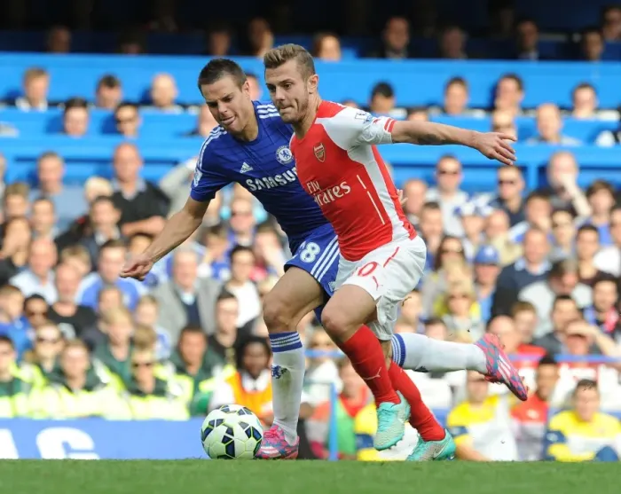 Framed Print : Clash of Midfield Titans: Wilshere vs. Azpilicueta - Premier League Showdown, 2014-15 Framed Print : Clash of Midfield Titans: Wilshere vs. Azpilicueta - Premier League Showdown, 2014-15