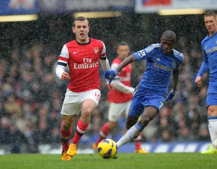 Framed Print : Clash of Midfield Titans: Wilshere vs. Ramires, Chelsea vs. Arsenal, Premier League 2012-13 Framed Print : Clash of Midfield Titans: Wilshere vs. Ramires, Chelsea vs. Arsenal, Premier League 2012-13