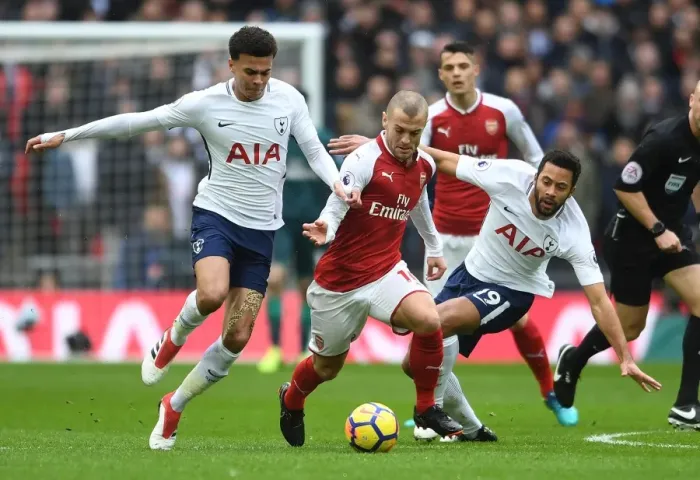 Framed Print : Clash of Midfield Titans: Wilshere vs Alli & Dembele - Epic Arsenal vs Tottenham Showdown (2017-18)