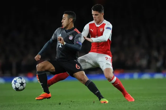 Framed Print : Clash of Midfield Titans: Xhaka vs. Thiago in Arsenal vs. Bayern Munich Champions League Showdown Framed Print : Clash of Midfield Titans: Xhaka vs. Thiago in Arsenal vs. Bayern Munich Champions League Showdown